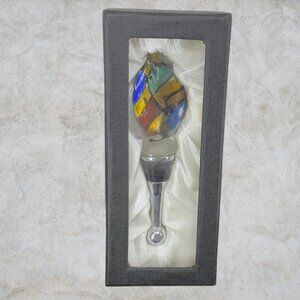 NEW "STAINED GLASS" WINE CORK -- Glass and Metal, Wine Bottle Decor/Cork, In Box